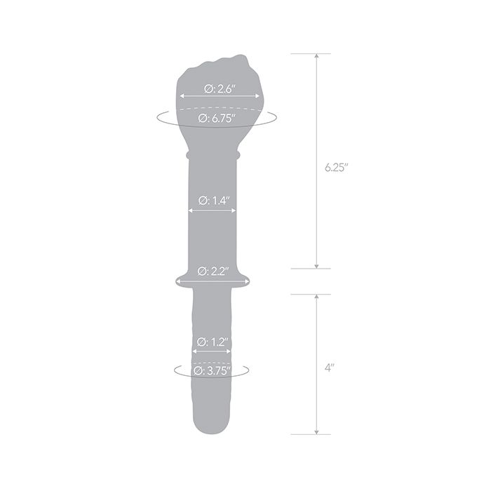 11" Fist Glass Double Headed Dildo with Handle Grip Glas