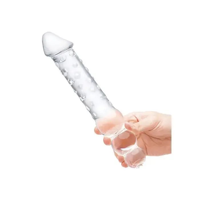12" Double Ended Glass Dildo with Anal Beads Glas