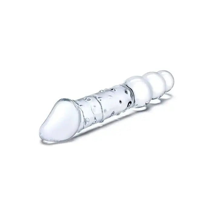 12" Double Ended Glass Dildo with Anal Beads Glas