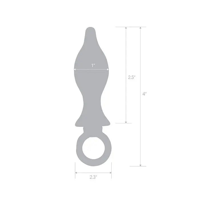2.5" Stainless Steel Metal Tapered Butt Plug With Loop Hardware Blue line