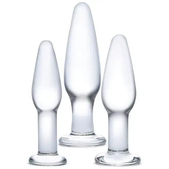3 pc Glass Butt Plug Training Kit Glas
