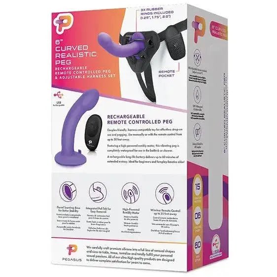 6" Rechargeable Curved Dildo With Adjustable Strapon & Remote Infantar