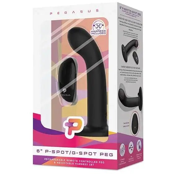 6" Rechargeable P & G-Spot vibrating Strapon Harness & Remote Pegasus