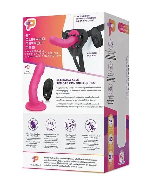 6" Rechargeable vibrating strap on with Remote Pegasus