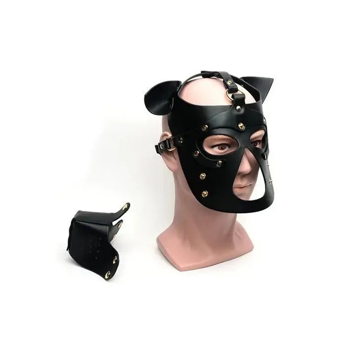 665 Bondage Pup Hood - Black/White Dog Mask 665