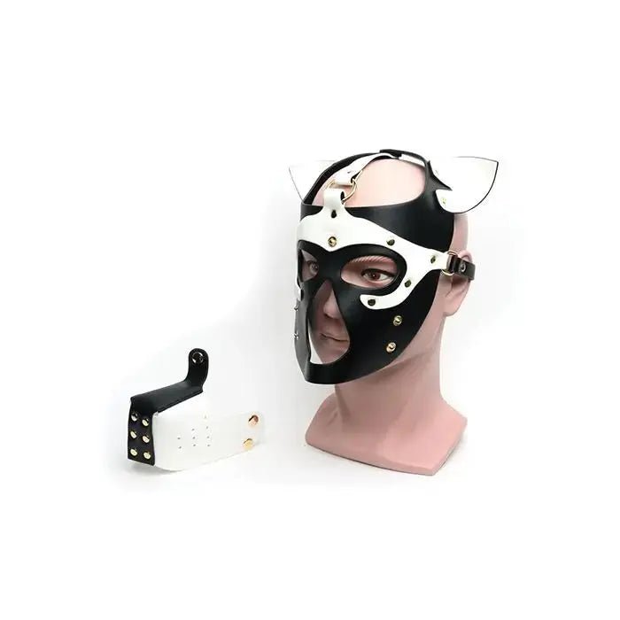 665 Bondage Pup Hood - Black/White Dog Mask 665