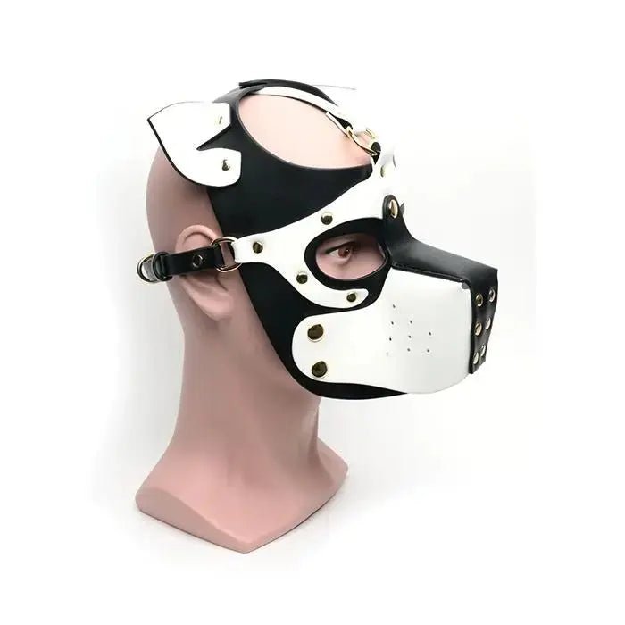 665 Bondage Pup Hood - Black/White Dog Mask 665