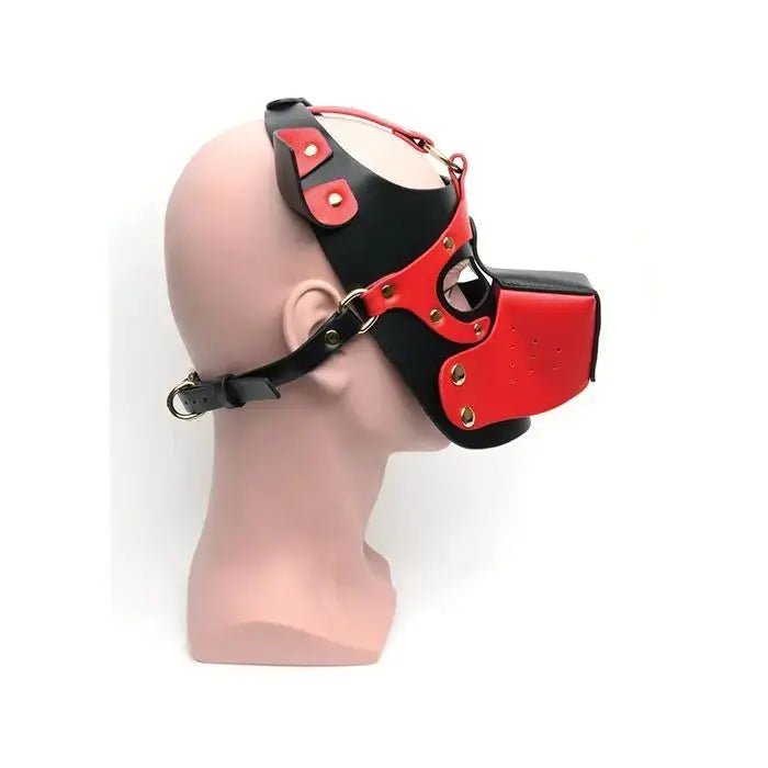 665 Bondage Pup Hood - Red & Purple 665