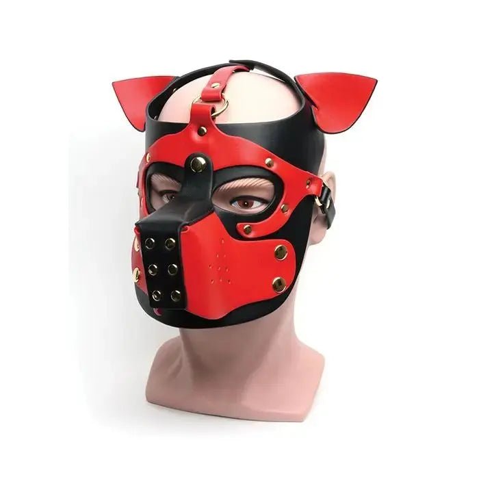 665 Bondage Pup Hood - Red & Purple 665