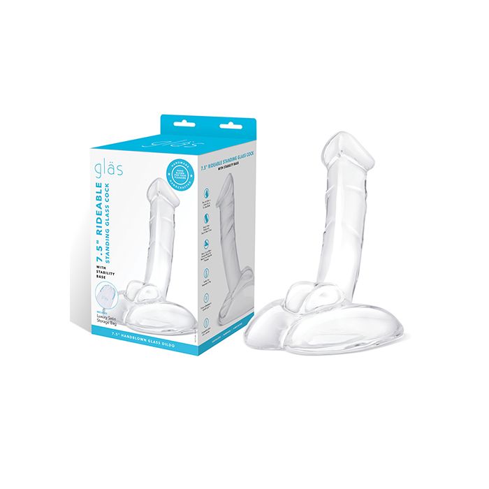 7.5" Rideable Standing Glass Dildo with Stability Base Glas