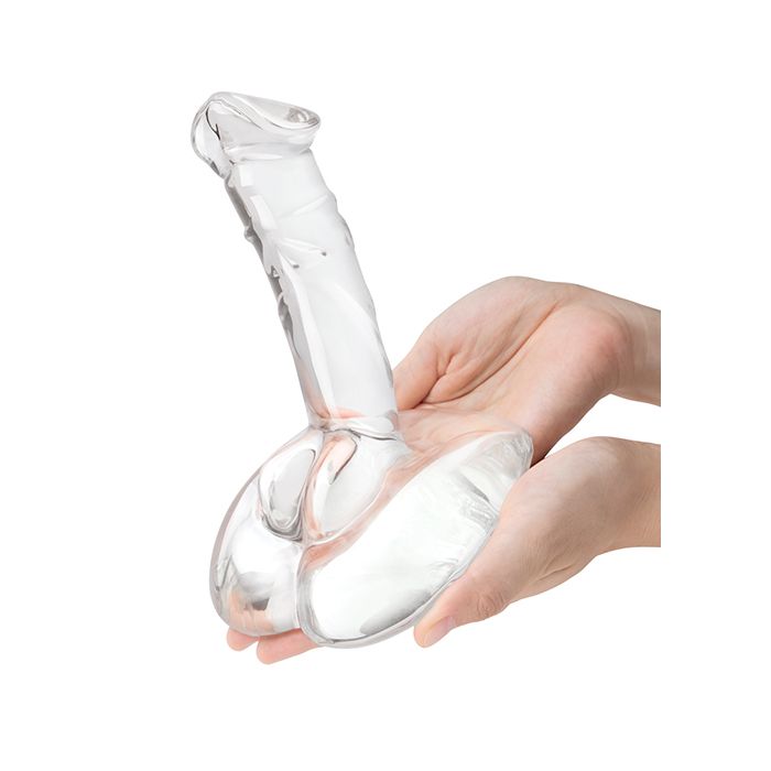 7.5" Rideable Standing Glass Dildo with Stability Base Glas