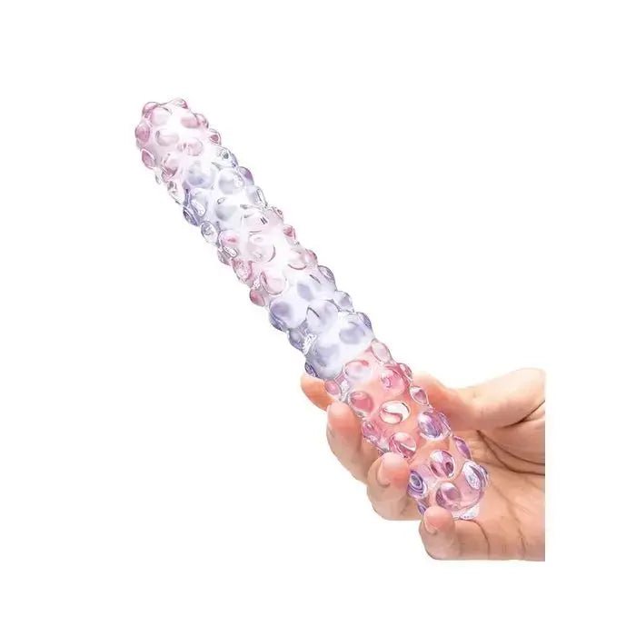 9" Purple Rose Nubby Glass Dildo Glas