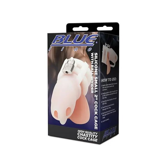 Blue Line 2" Silicone Mini Cock Cage With Ball Divider Blue line