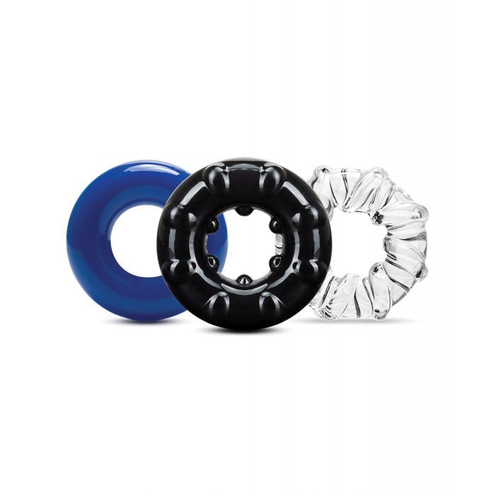 Blush Stay Hard Triple Stretch Cock Rings - Pack of 3 Blush