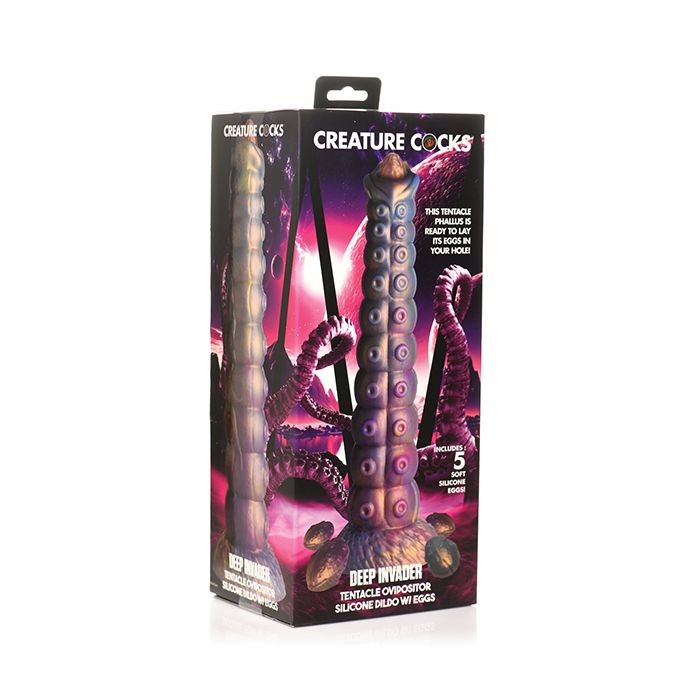 Deep Invader Tentacle Ovipositor Silicone Dildo with Eggs - Creature Dildo Creature Cocks