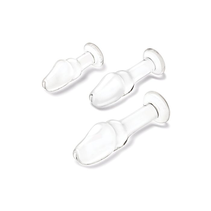 Glas Helmet Head Anal Training Kit - Glass Butt Plug Set Glas