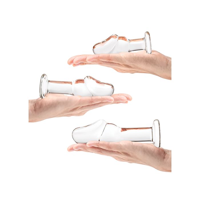 Glas Helmet Head Anal Training Kit - Glass Butt Plug Set Glas