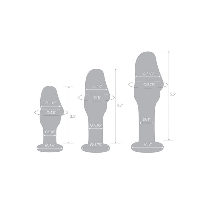Glas Helmet Head Anal Training Kit - Glass Butt Plug Set Glas