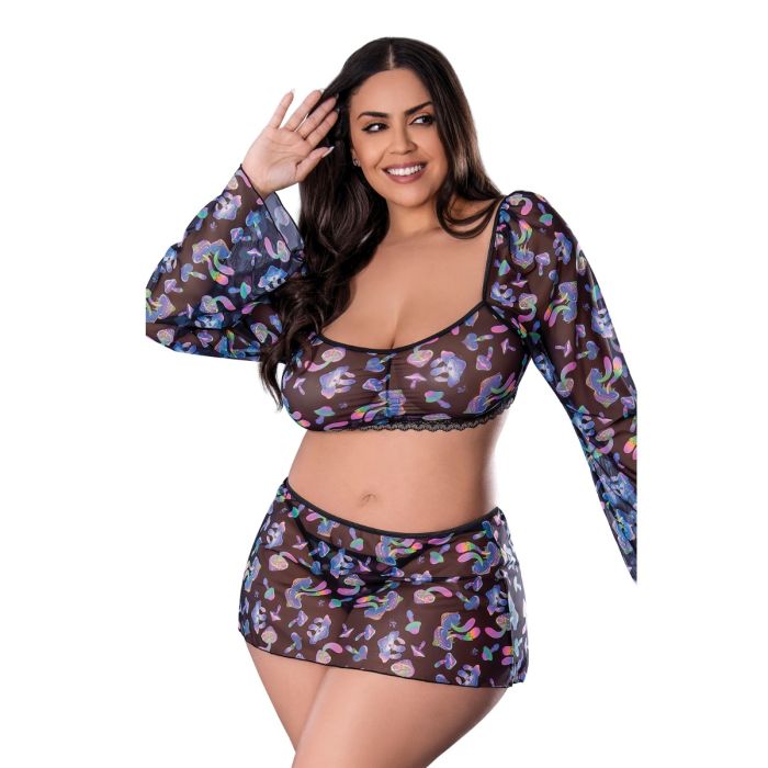 Hazy Dayz Shrooms Crop Top with Skirt & Thong Magic Silk