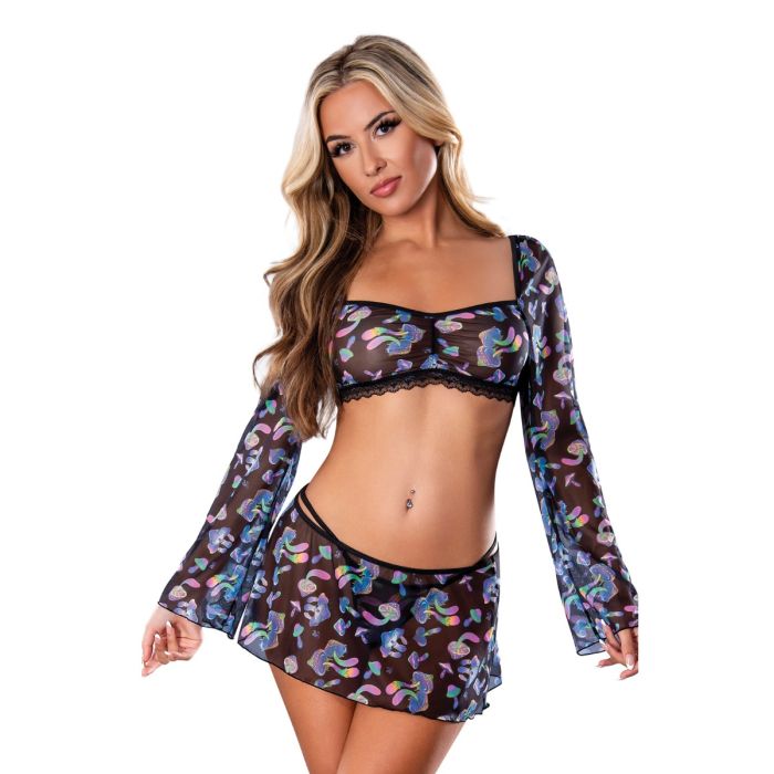 Hazy Dayz Shrooms Crop Top with Skirt & Thong Magic Silk