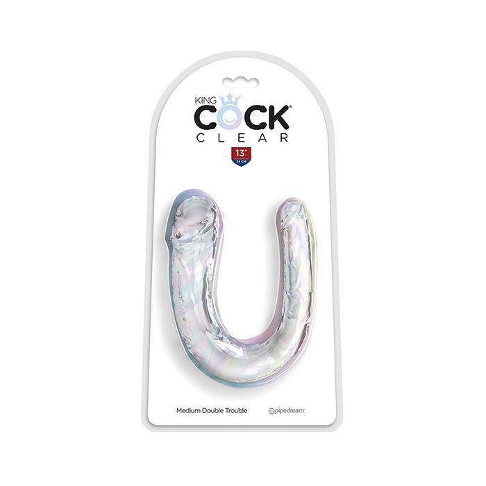 King Cock Clear Medium Double Headed Dildo - Double Trouble King Cock