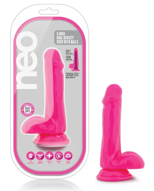 Neo 6" Dual Density Realistic Dildo with Balls Blush