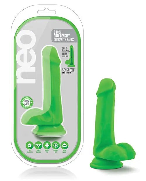 Neo 6" Dual Density Realistic Dildo with Balls Blush