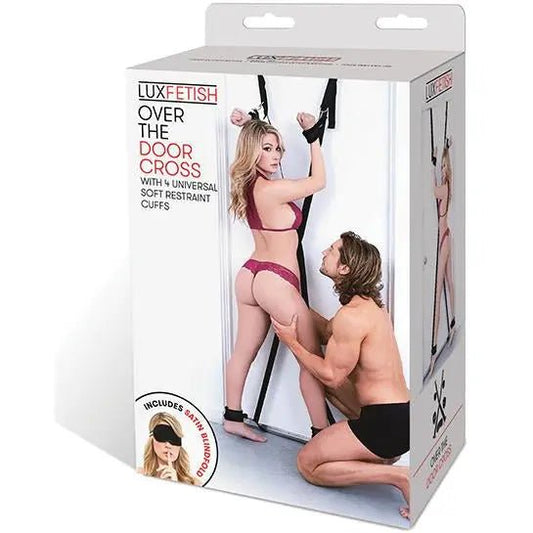 Over the Door Cross with 4 Universal Soft Restraint Cuffs LUX Fetish