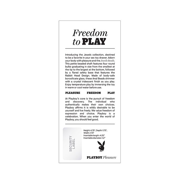 Playboy Pleasure Jewels Beads Glass Anal Plug Playboy