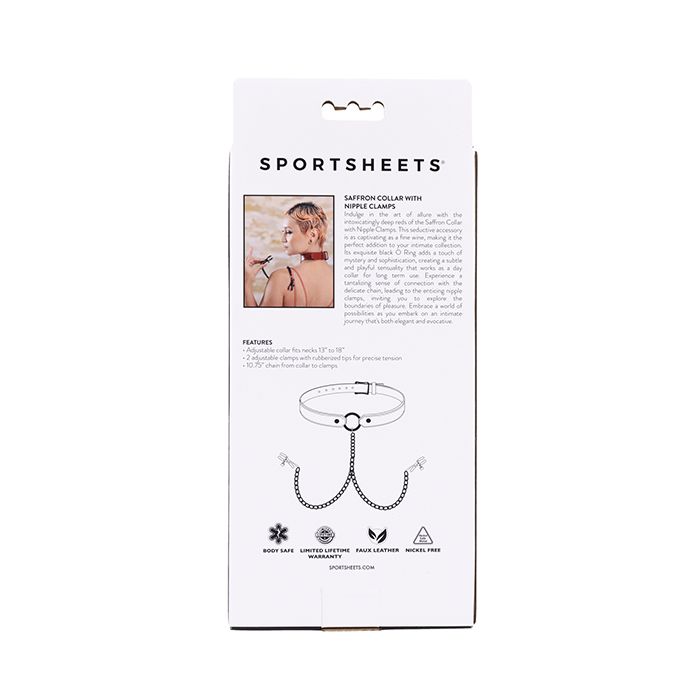 Saffron Collar with Chain Nipple Clamps Sportsheets International