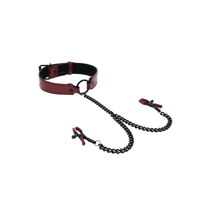 Saffron Collar with Chain Nipple Clamps Sportsheets International