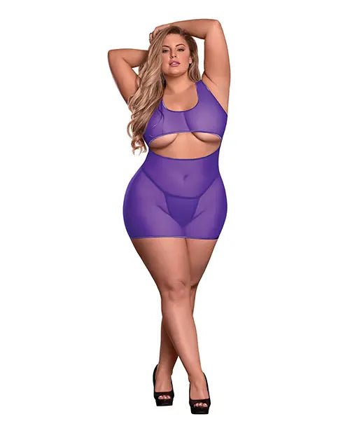 Sheer Mesh bodystocking Dress & Crotchless G-String SinSationes