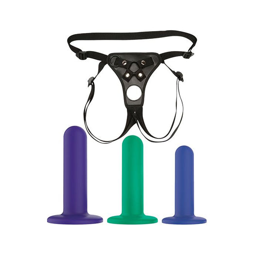 Silicone Dildo Set with Adjustable Strap On - 3 Piece Kit Nobu