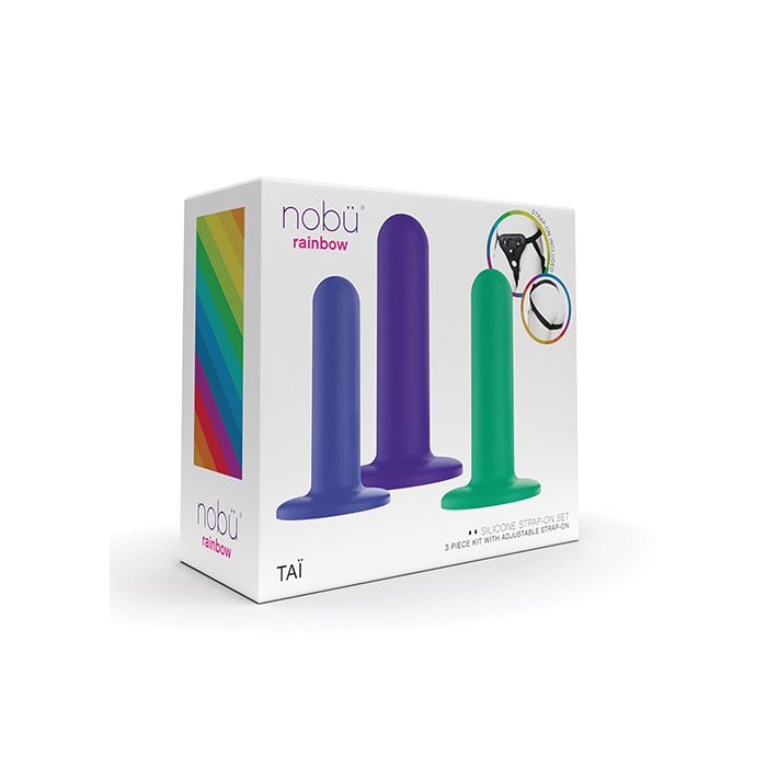 Silicone Dildo Set with Adjustable Strap On - 3 Piece Kit Nobu