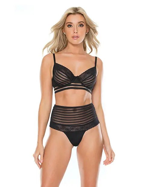 Striped Mesh Bra & High Waist Thong SinSationes