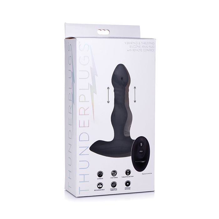ThunderPlugs Silicone Vibrating & Thrusting Plug with Remote ThunderPlugs