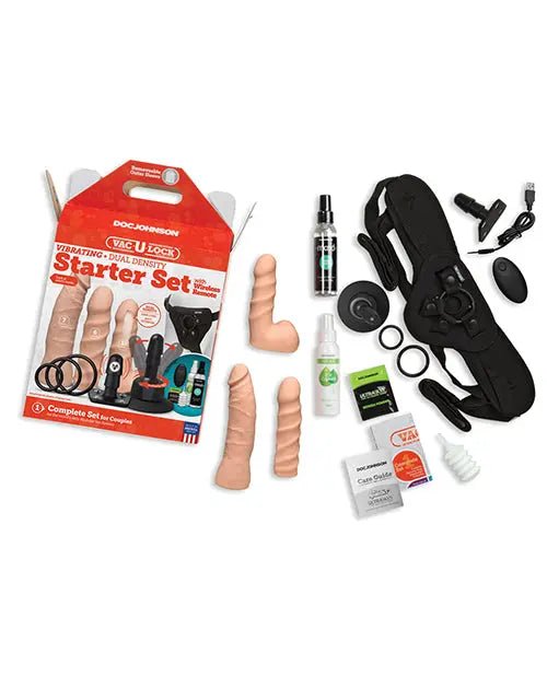 Vac-U-Lock Dual Density Starter strapon Set with Wireless Remote Vac-U-Lock