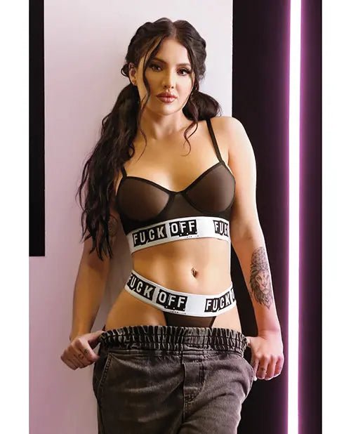 Vibes Fuck Off Mesh Bra & Thong Black Vibes