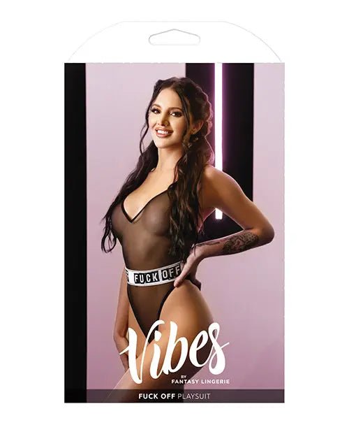 Vibes Fuck Off Mesh Playsuit Black Vibes