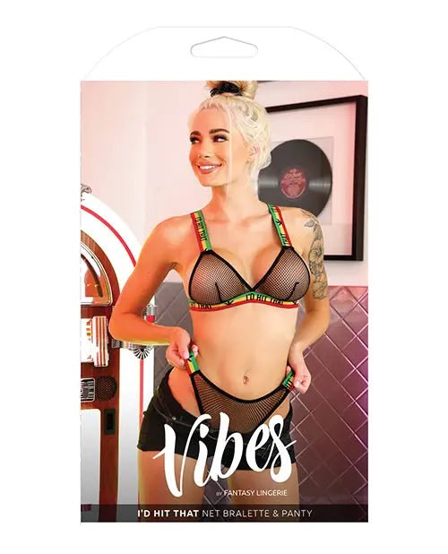 Vibes I'd Hit That Net Bralette & Panty Black Vibes
