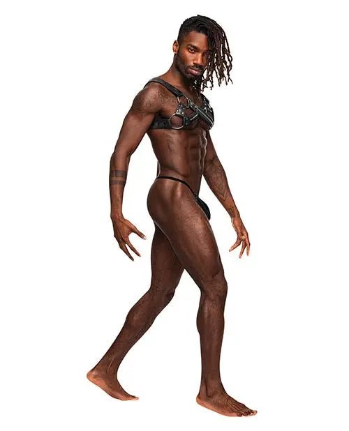 Virgo PU Leather Chest Harness with Zipper Detail Male Power