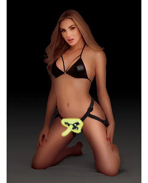 Whip Smart Glow in the Dark Unisex Harness w/5" G Spot Dildo Whip Smart