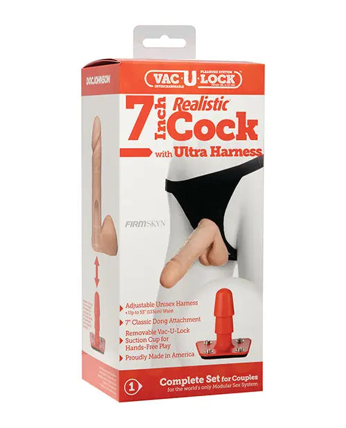 Ultra Harness 7" Realistic Dong & Powder Vac-U-Lock
