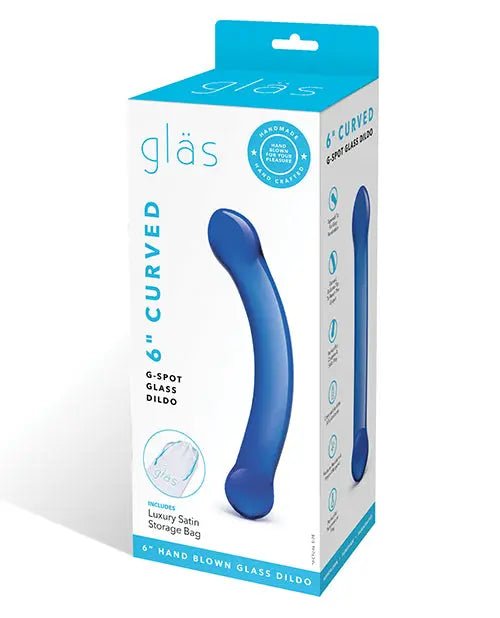 Blue Curved Glass Dildo - 6" Glas