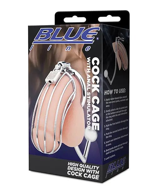 Blue Line Cock Cage with Anal Stimulator Blue line