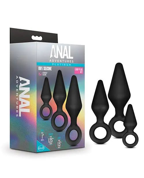 Blush Anal Adventures Platinum Silicone Loop Plug Kit Blush