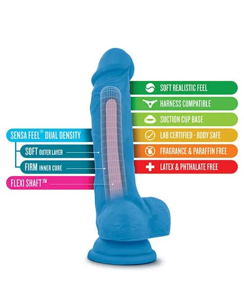Blush Neo Dual Density 7.5" Cock with Balls - 7 inch Dildo Blush