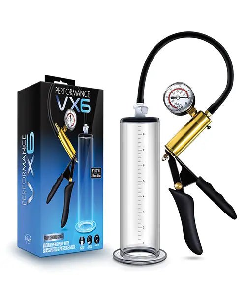 Blush Performance VX6 Vacuum Penis Pump with Brass Pistol & Pressure Gauge Blush