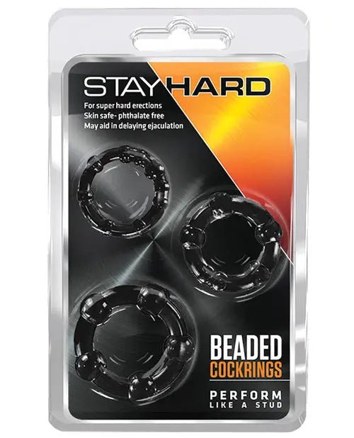Blush Stay Hard Beaded Cock Rings 3 Pack Blush
