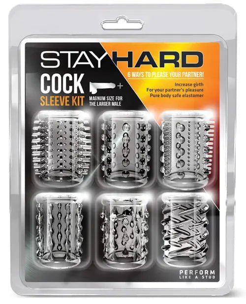 Blush Stay Hard Cock Sleeve Kit - Clear Box of 6 Blush